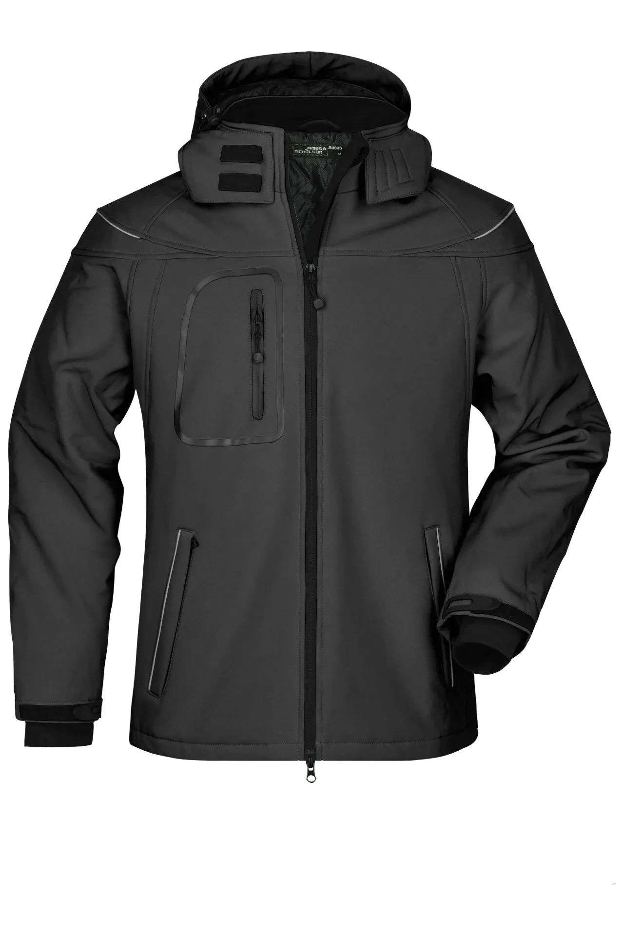 Men’s Winter Softshell Jacket (Schwarz, XXS, Druck ≤10x10 cm)